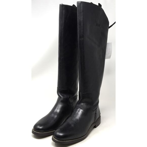 Franco Sarto Meyer Women's Sz 7 Black Wide-Calf Knee-High Leather Riding Boots - Picture 3 of 7
